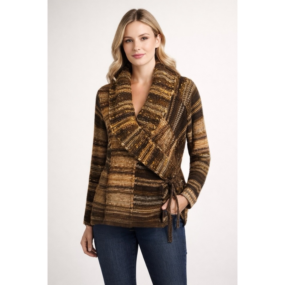 Moffi International Shawl Neck Faux Wrap Knit Sweater Oversized Small